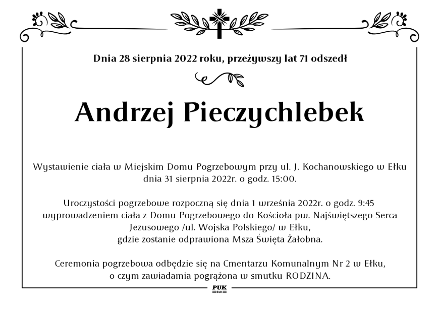 Andrzej pieczychlebek - nekrolog